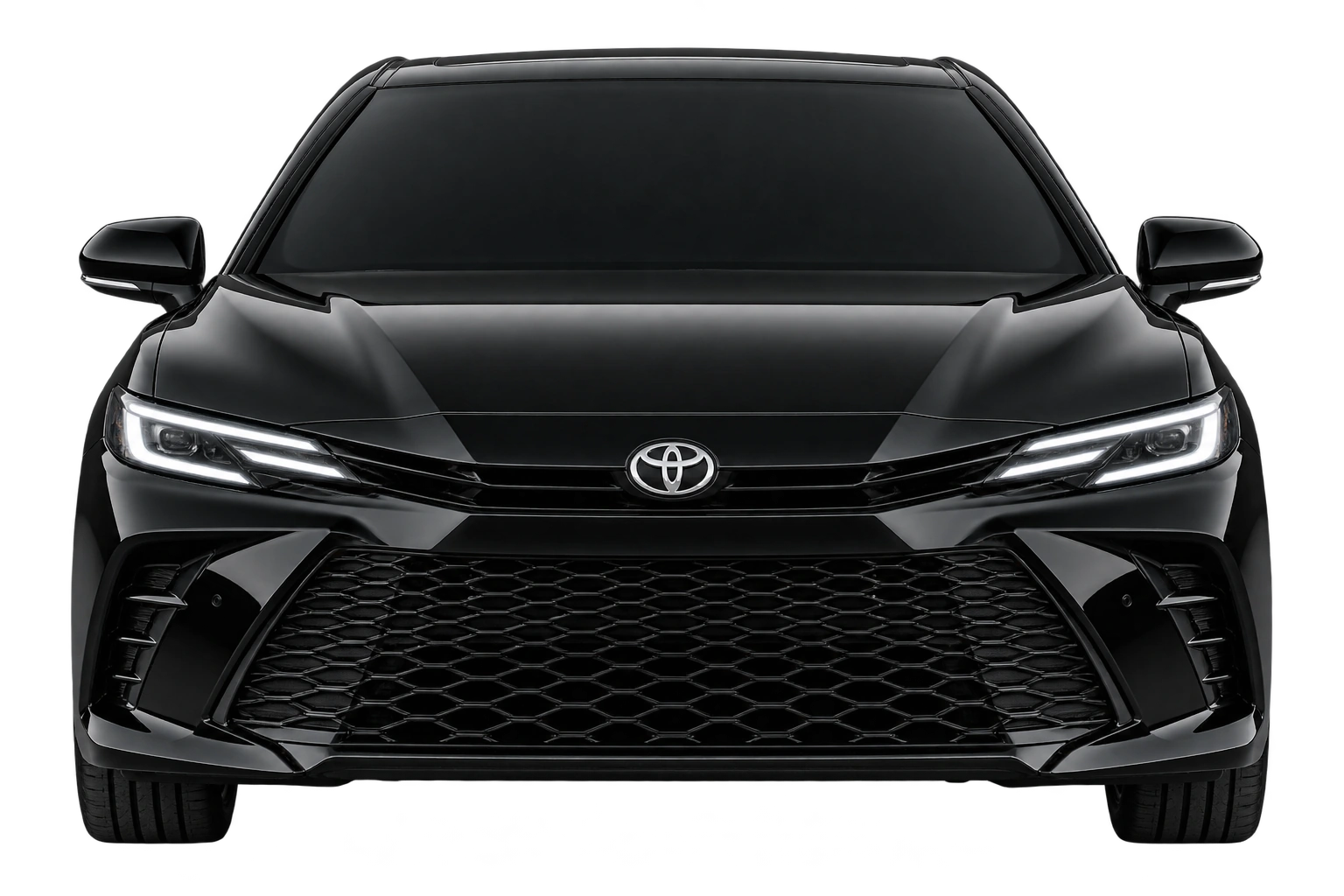 Чёрный Toyota Camry с белыми фарами