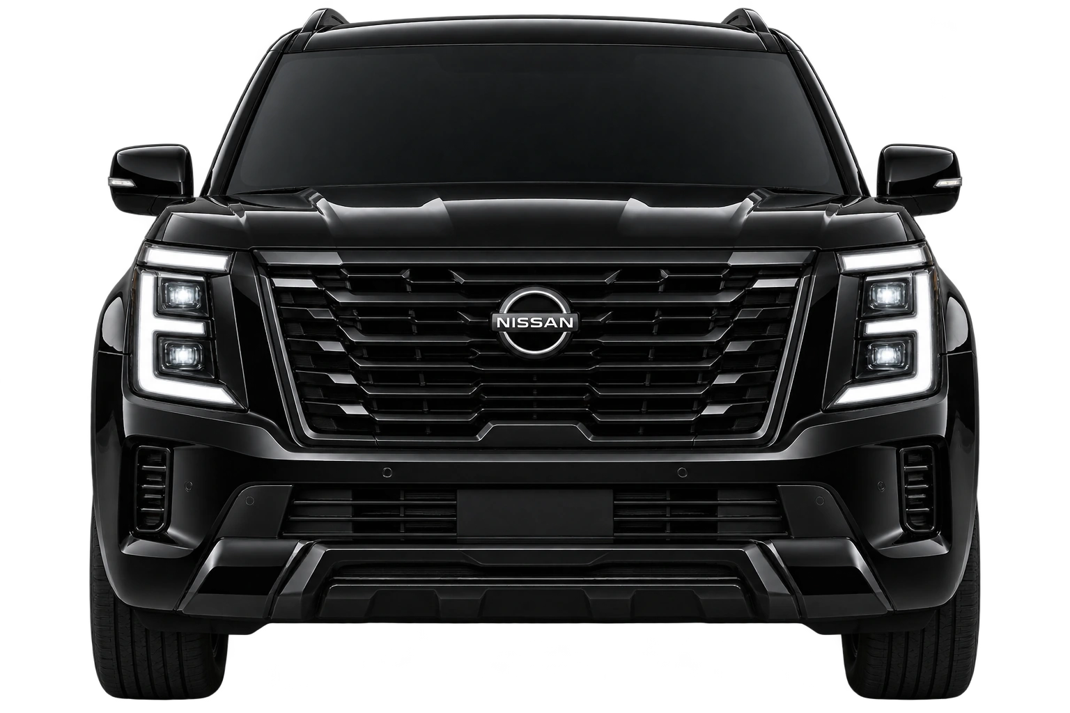 Чёрный Nissan Patrol Y63 с белыми фарами