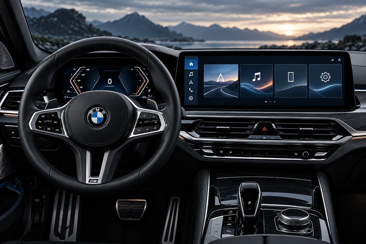 Экран мультимедиа в салоне BMW